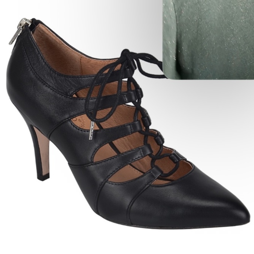 Corso Como Black Leather Lace-Up Cocktail Heels  New Without Tags (NWOT) - Picture 3 of 7